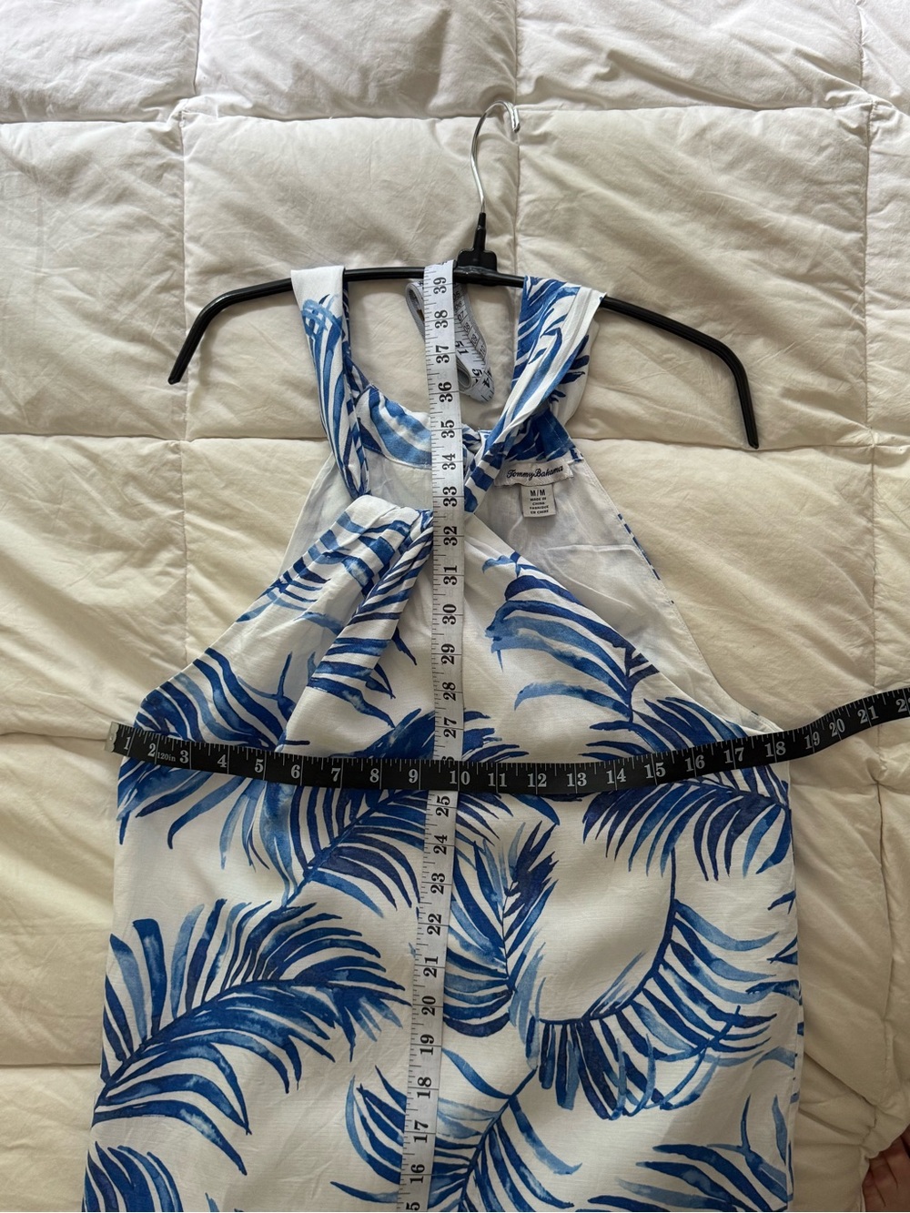Tommy Bahama White Dress with Blue Palm Motif - Picture 6 of 12